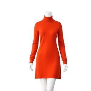TSE Orange Cashmere Turtleneck Long-Sleeve Dress – Size S